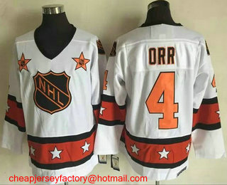 1972-81 NHL All-Star #4 Bobby Orr White CCM Throwback Stitched Vintage Hockey Jersey