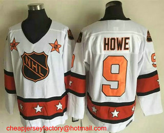 1972-81 NHL All-Star #9 Gordie Howe White CCM Throwback Stitched Vintage Hockey Jersey