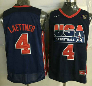 1992 Olympics Team USA #4 Christian Laettner Navy Blue Swingman Jersey