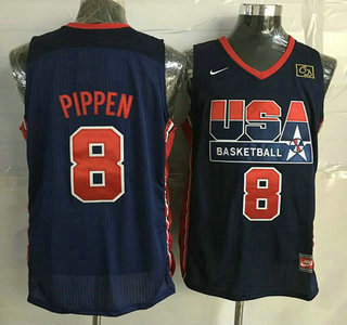 1992 Olympics Team USA #8 Scottie Pippen Navy Blue Swingman Jersey