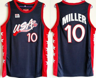 1996 Olympics Team USA Men's #10 Reggie Miller Navy Blue Stitched Basketball Swingman Jersey
