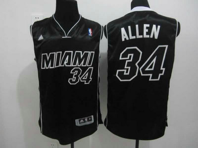 Miami Heat 34 Ray Allen 2012 All Black With White Authentic Jersey