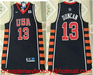2004 Olympics Team USA Men's #13 Tim Duncan Navy Blue Stitched Basketball Reebok Swingman Jersey