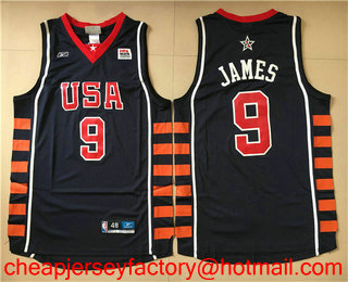 2004 Olympics Team USA Men's #9 LeBron James Navy Blue Stitched Basketball Reebok Swingman Jersey