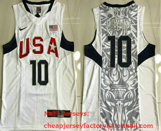 2008 Olympics Team USA #10 Kobe Bryant Revolution 30 AU White Jersey