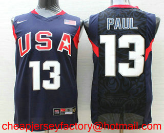 2008 Olympics Team USA Men's #13 Chris Paul Navy Blue Stitched Basketball Swingman Jersey