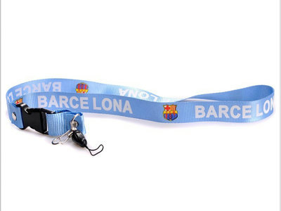 2011-2012 Barcelona Soccer Logo Lanyard Keychain Light Blue