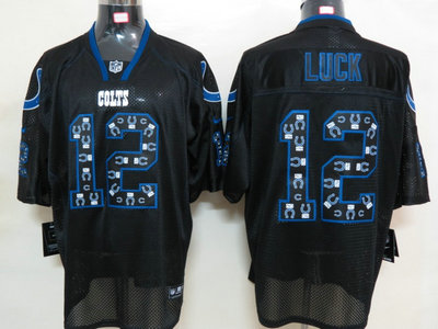 Nike Indianapolis Colts 12 Andrew Luck Lights Out Black 2012 Nike NFL Elite Jersey