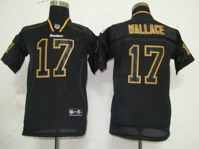 Nike Pittsburgh Steelers 17 Mike Wallace Lights Out Black Elite Kids Jerseys