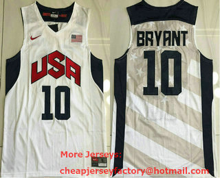 2012 Olympics Team USA #10 Kobe Bryant Revolution 30 AU White Jersey