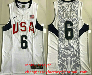 2012 Olympics Team USA #6 LeBron James Revolution 30 AU White Jersey