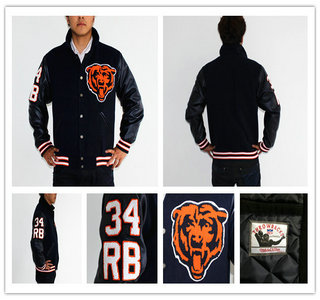 2013 New NFL Chicago Bears #34 Walter Payton Authentic Wool Throwback Jacket