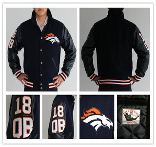 2013 New NFL Denver Broncos #18 Peyton Manning Authentic Wool Throwback Jacket