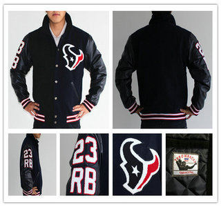 2013 New NFL Houston Texans #23 Arian Foster Authentic Wool Throwback Throwback Jacket