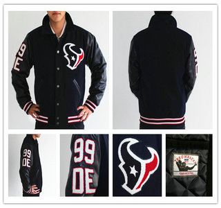 2013 New NFL Houston Texans #99 J.J. Watt Authentic Wool Throwback Jacket