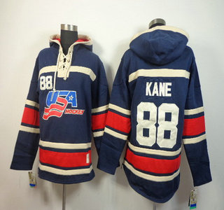 2014-15 Old Time Hockey Team USA #88 Patrick Kane Navy Blue Hoody