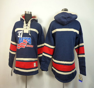 2014-15 Old Time Hockey Team USA Blank Navy Blue Hoody