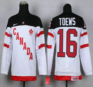 2014-15 Team Canada #16 Jonathan Toews White 100TH Kids Jersey
