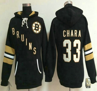 2014 Old Time Hockey Boston Bruins #33 Zdeno Chara Black Womens Hoody