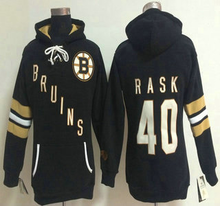 2014 Old Time Hockey Boston Bruins #40 Tuukka Rask Womens Black Hoody