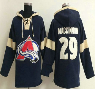 2014 Old Time Hockey Colorado Avalanche #29 Nathan MacKinnon Navy Blue Hoody