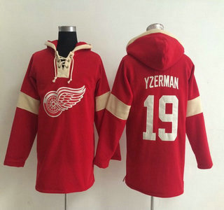 2014 Old Time Hockey Detroit Red Wings #19 Steve Yzerman Red Hoody