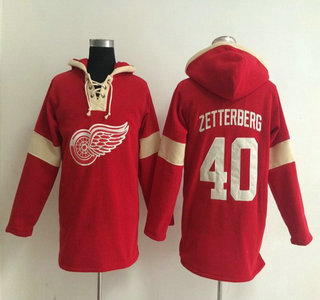 2014 Old Time Hockey Detroit Red Wings #40 Henrik Zetterberg Red Hoody