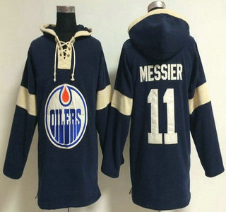 2014 Old Time Hockey Edmonton Oilers #11 Mark Messier Royal Blue Hoody