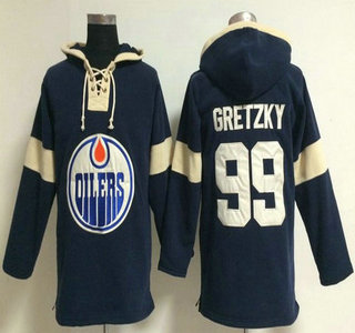 2014 Old Time Hockey Edmonton Oilers #99 Wayne Gretzky Royal Blue Hoody