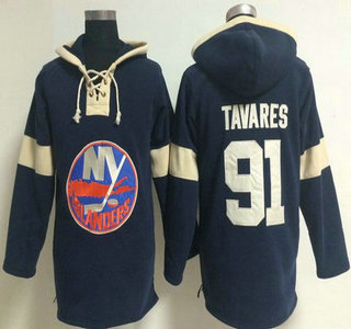 2014 Old Time Hockey New York Islanders #91 John Tavares Navy Blue Hoody