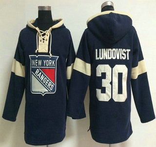 2014 Old Time Hockey New York Rangers #30 Henrik Lundqvist Navy Blue Hoody