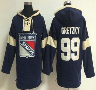 2014 Old Time Hockey New York Rangers #99 Wayne Gretzky Navy Blue Hoody