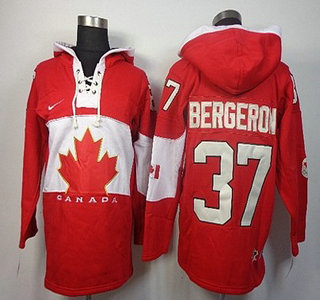 2014 Old Time Hockey Olympics Canada #37 Patrice Bergeron Red Hoody