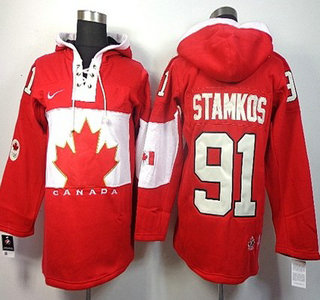 2014 Old Time Hockey Olympics Canada #91 Steven Stamkos Red Hoody