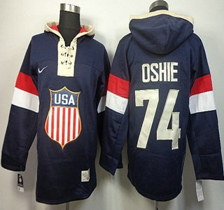 2014 Old Time Hockey Olympics USA #74 T.J. Oshie Navy Blue Hoody