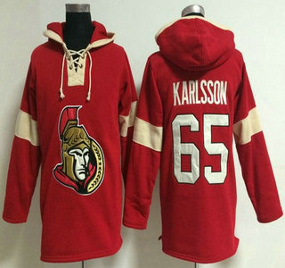 2014 Old Time Hockey Ottawa Senators #65 Erik Karlsson Red Hoody