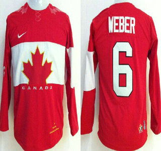 2014 Olympics Canada #6 Shea Weber Red Kids Jersey