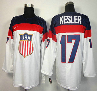 2014 Olympics USA #17 Ryan Kesler White Jersey