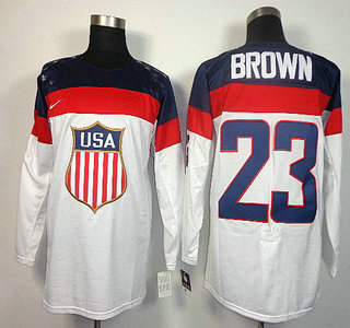 2014 Olympics USA #23 Dustin Brown White Jersey