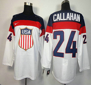 2014 Olympics USA #24 Ryan Callahan White Jersey