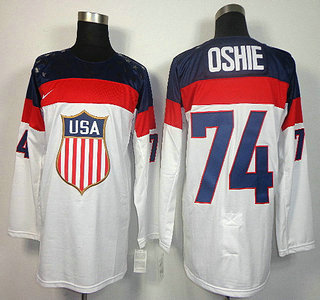 2014 Olympics USA #74 T. J. Oshie White Jersey