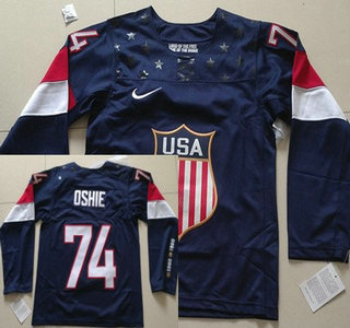 2014 Olympics USA #74 T.J. Oshie Navy Blue Kids Jersey
