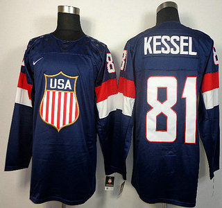 2014 Olympics USA #81 Phil Kessel Navy Blue Jersey