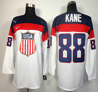 2014 Olympics USA #88 Patrick Kane White Jersey