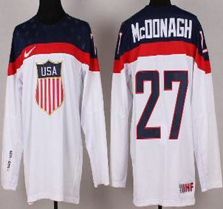 2014 Winter Olympics USA Team #27 Ryan McDonagh White  Jersey