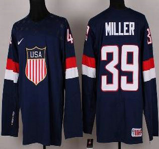 2014 Winter Olympics USA Team #39 Ryan Miller Blue Jersey