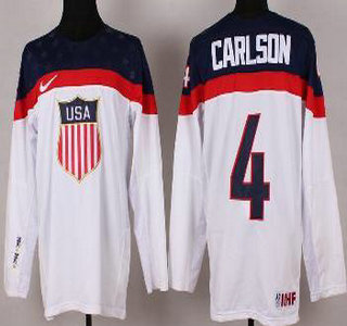 2014 Winter Olympics USA Team #4 John Carlson White Jersey
