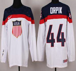 2014 Winter Olympics USA Team #44 Brooks Orpik White Jersey