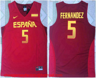 2016 Olympics Team Spain #5 Rudy Fernandez Revolution 30 Swingman Red Jersey