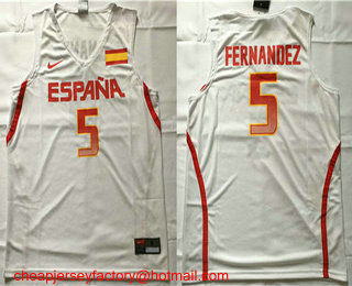2016 Olympics Team Spain #5 Rudy Fernandez Revolution 30 Swingman White Jersey